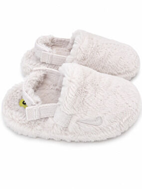Nike Calm Mule SE Cozy Slippers Faux Fur Women 5 Cream Beige Slip On Casual NWOB